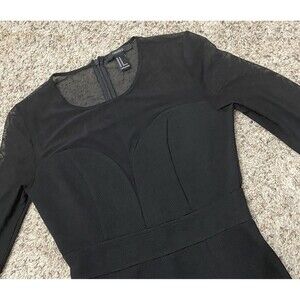 forever 21 Medium Little Black Dress sheer mesh plunge body con holiday